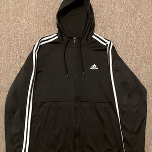 Adidas Men's Full Zip Black And White Sweatshirt